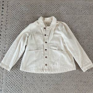 Size medium Madewell denim jacket in off white with brass button closure.